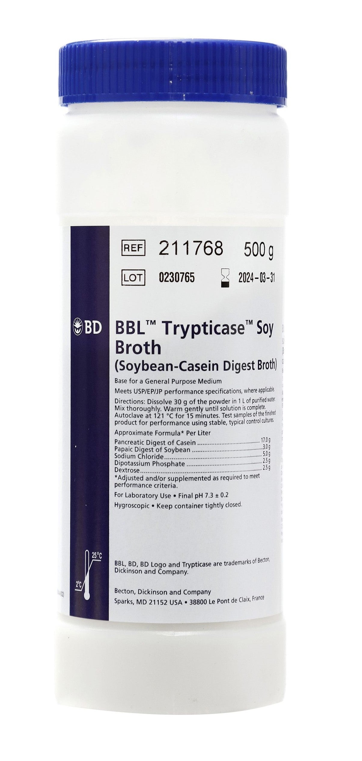 BBL™ Trypticase™ Soy Broth, Dehydrated, 500gm