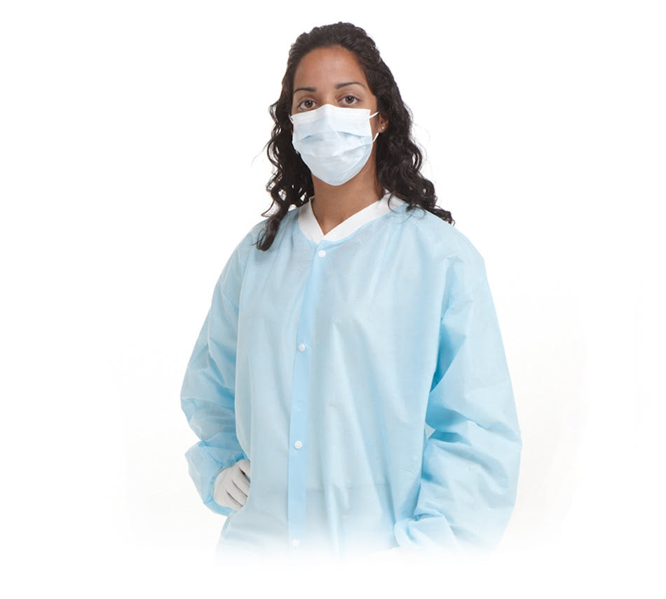 SafeBasics™ Lab Gowns - Sky Blue, 10/Pkg