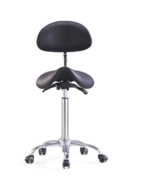 Flight Saddle Stool with Backrest *(Single Saddle) Black ONLY