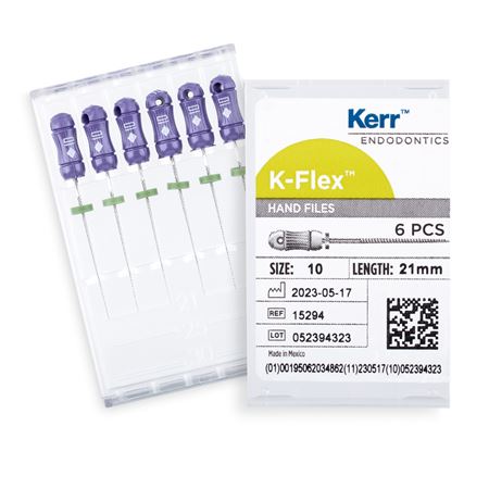 K-Flex Files Color Coded Plastic Handle, 6/Pkg