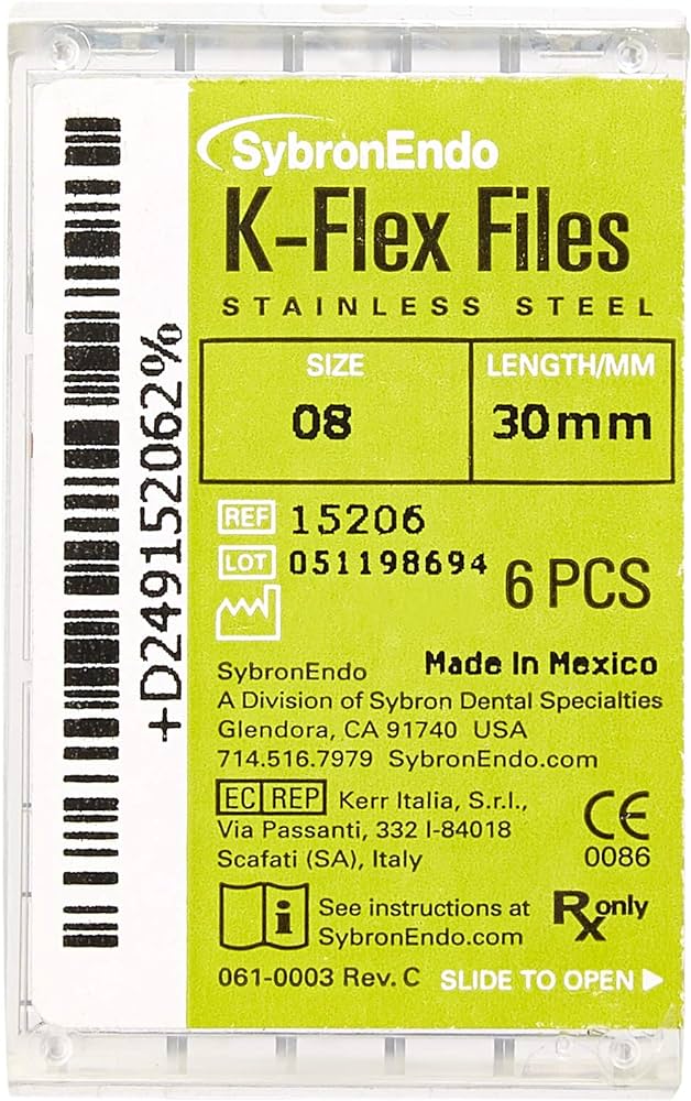 K-Flex Files Color Coded Plastic Handle, 6/Pkg