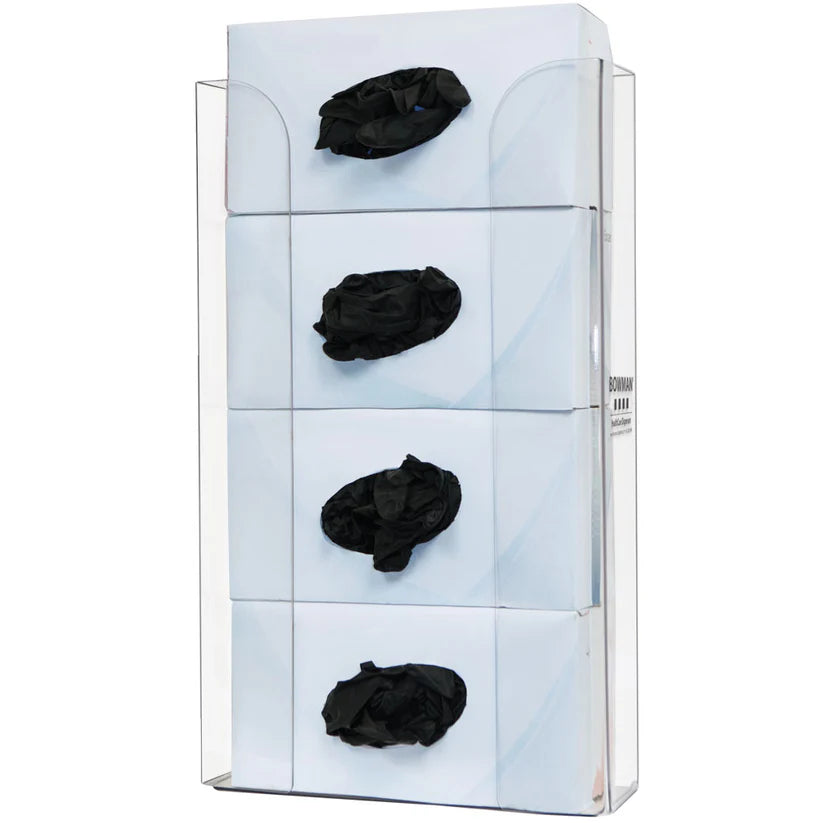 Glove Box Dispenser, Quad, Clear, Vertical