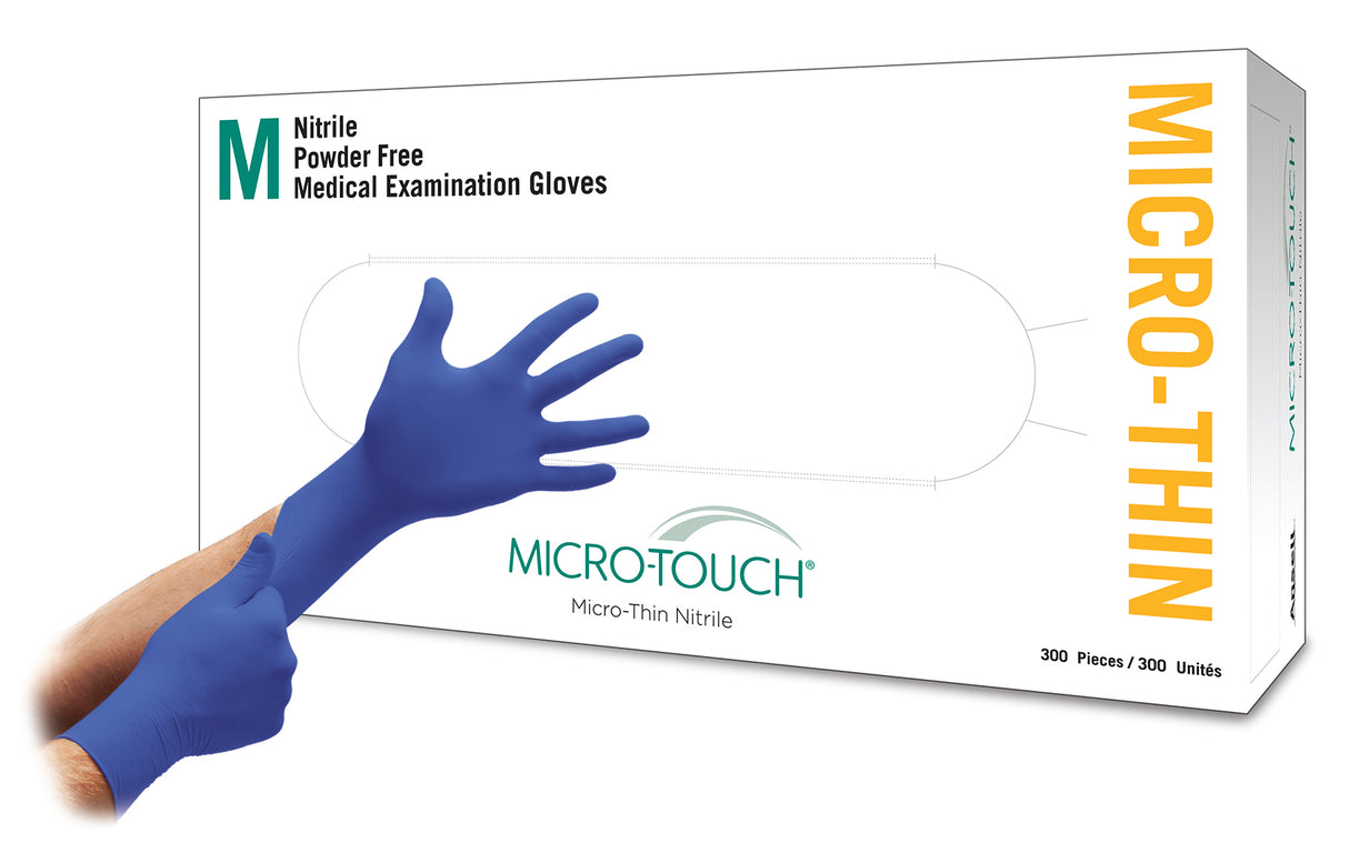 Micro-Touch® Micro-thin Nitrile Examination Gloves – Powder Free, 300/Pkg