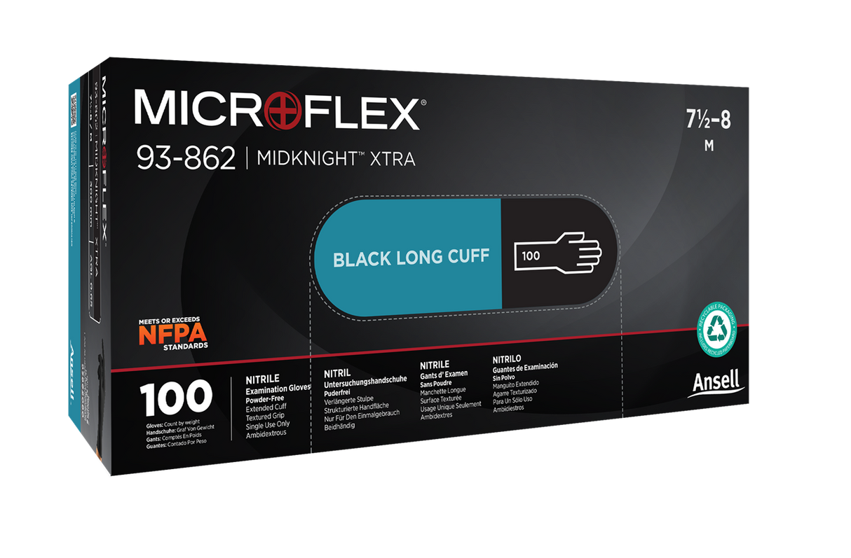 MICROFLEX® MidKnight™ XTRA Black nitrile exam gloves - 100/Box