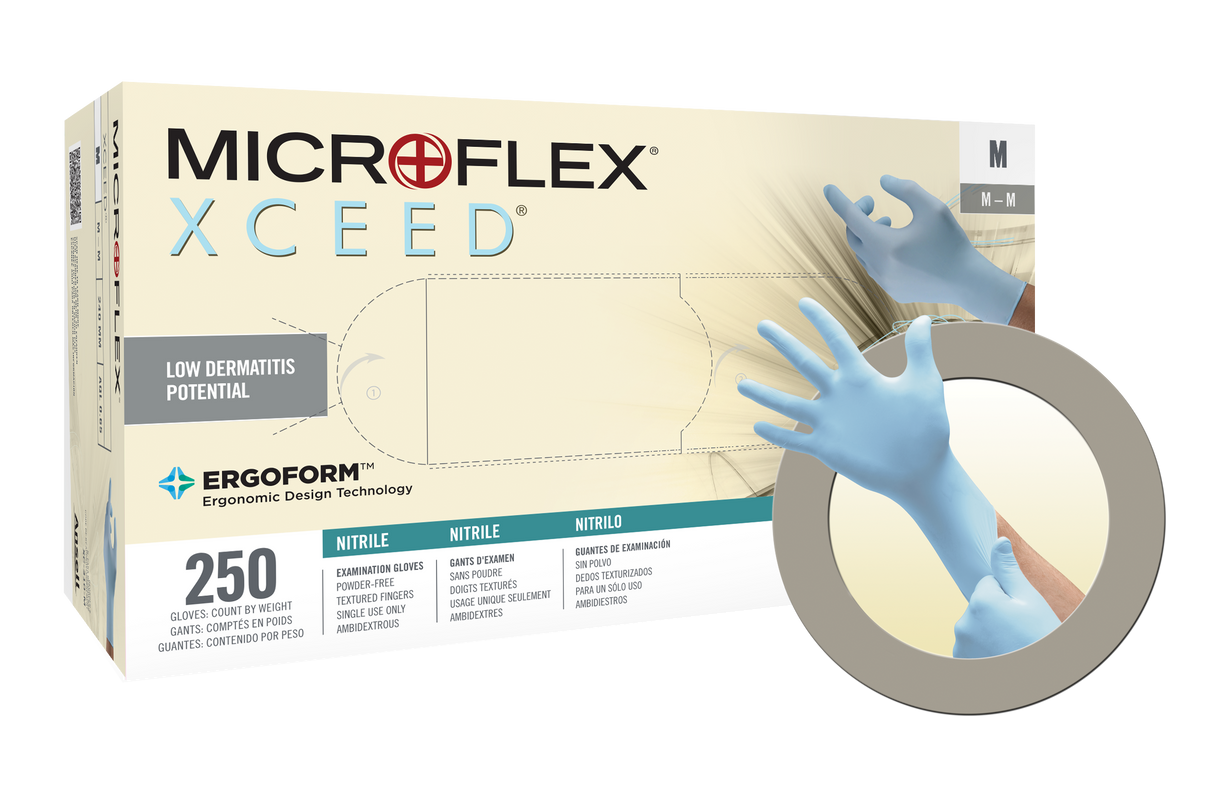 XCEED® Nitrile Examination Gloves – Powder Free, Latex Free, Blue, 250/Box