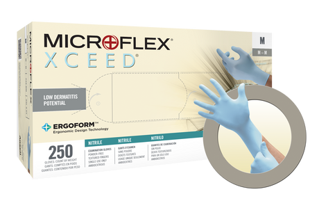 XCEED® Nitrile Examination Gloves – Powder Free, Latex Free, Blue, 250/Box