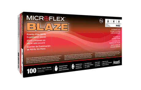 MICROFLEX® Blaze® N48 - Orange Nitrile Exam Gloves - 100/Box