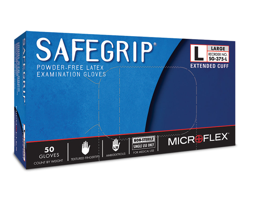 MICROFLEX® SafeGrip™ SG-375 Extra-thick latex medical exam gloves - 50/Box