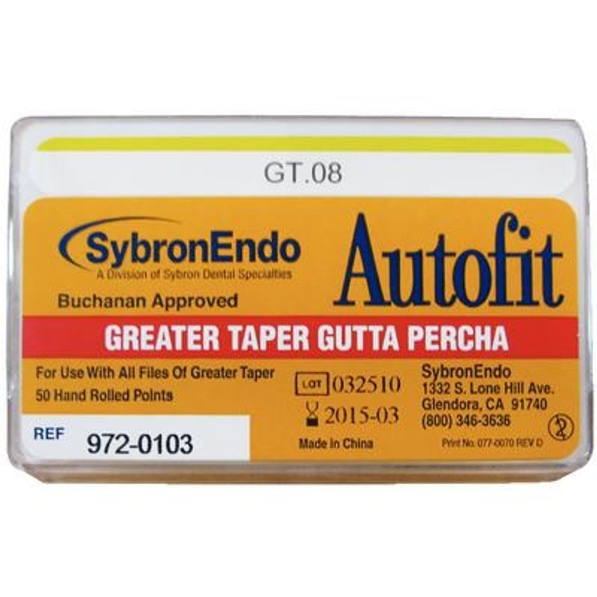 Autofit Greater Taper Gutta Percha Points, 50/Pkg