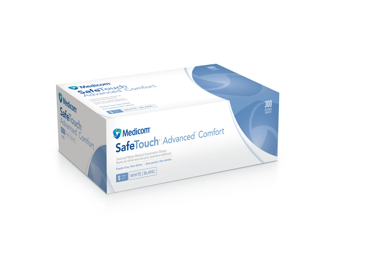 SafeTouch® Advanced™ Comfort Exam Gloves – White, Powder Free, Nitrile, 300/Pkg