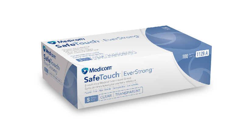 SafeTouch® Vinyl Powder Free Smooth Gloves, 100/Pkg