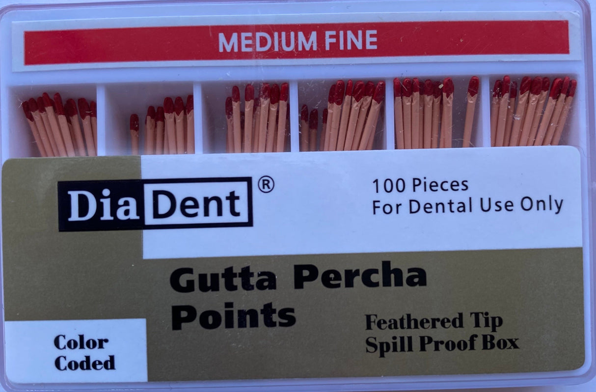 Feathered Tip Gutta Percha Points, 100/Pkg