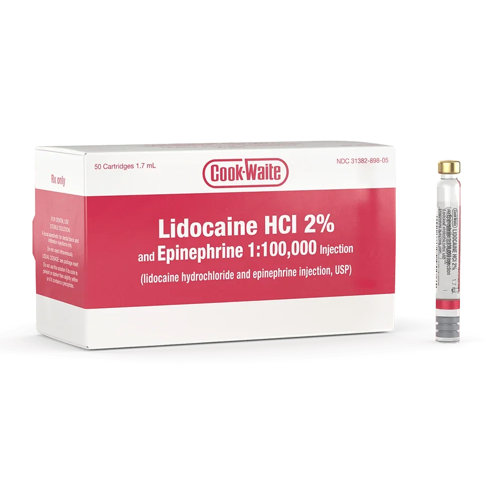 Lidocaine HCl 2% and Epinephrine Injection Cartridges, 50/Pkg