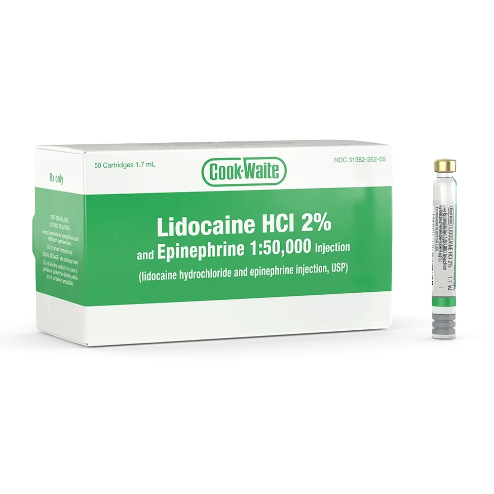 Lidocaine HCl 2% and Epinephrine Injection Cartridges, 50/Pkg