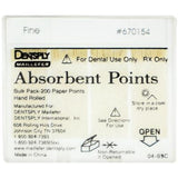 Absorbent Paper Points – Hand Rolled, Nonsterile, 200/Pkg