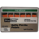 Gutta Percha Points ISO Sizes Nonmarked – Auxiliary Sizes, Spill-Proof and Slide Box, 100/Pkg - 3Z Dental