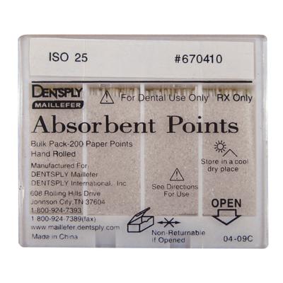 Absorbent Endodontic Paper Points – Standard ISO Sizes, 0.02 Taper, Nonsterile Bulk Package, 200/Box