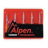 Alpen® Carbide Trimming and Finishing Burs – FG, Tapered 12 Flutes, Point End, 5/Pkg