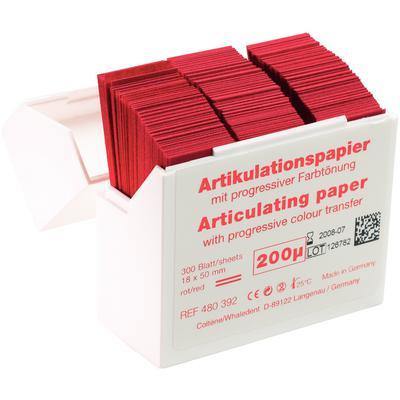 Hanel Articulating Paper Strips – 200 Microns, Red, 300/Dispenser Box - 3Z Dental (6161253269696)