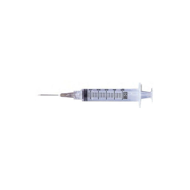 Luer-Lok™ Syringe, with L1-1/2" PrecisionGlide™ Detachable Needle, 5mL