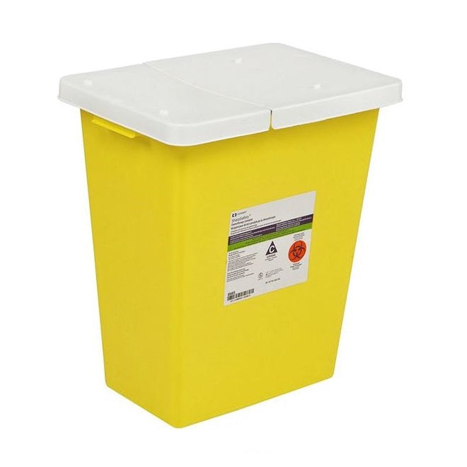 SharpSafety™ Chemotherapy Container, Hinged Lid, Yellow, 2 Gallon