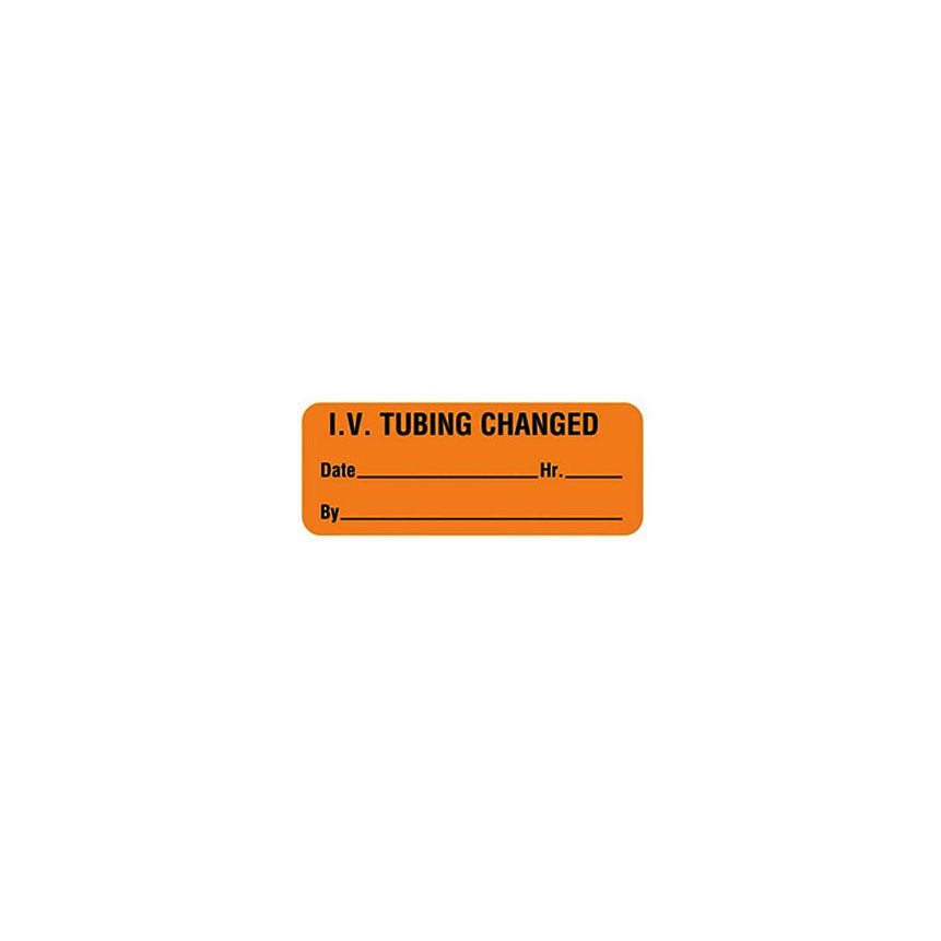 I.V. Tubing Change Label, Fluorescent Orange