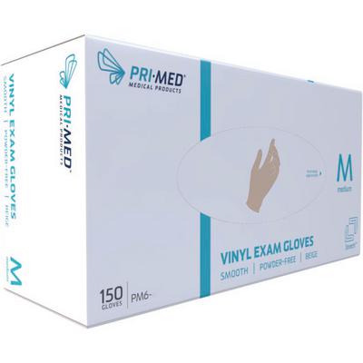 PRIMED® Stretch™ Vinyl Exam Gloves – Latex Free, Powder Free, Beige, 150/Pkg