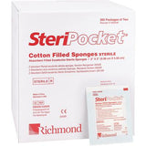 SteriPocket® Nonwoven Cotton Filled 2" x 2" Sponges – 2 Sponges/Pack, 300 Packs/Case