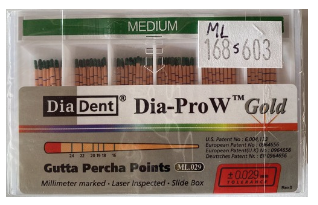 Dia-Pro W GOLD GUTTA PERCHA Spill Proof 60 pts/box - 3Z Dental