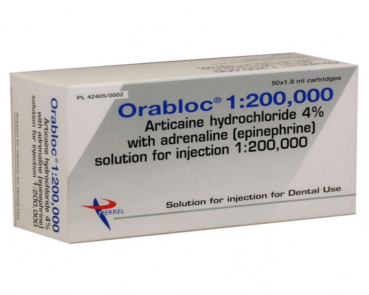 Orabloc 4% Articaine HCl with Epinephrine – 1.8 ml Injection Cartridges, 50/Pkg - 3Z Dental (4961974353965)